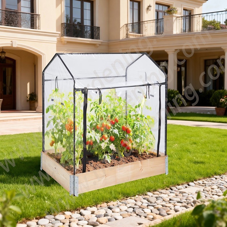 Wooden Raised Bed With Mini Greenhouse 115 X 75 X 130 cm suppliers